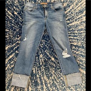 Joe’s jeans cropped light denim distressed size 27
